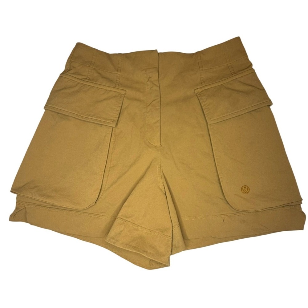 Lululemon Cargo Shorts Women 4 Ochre Tan High Rise Utility Hiking Pockets - Picture 1 of 7